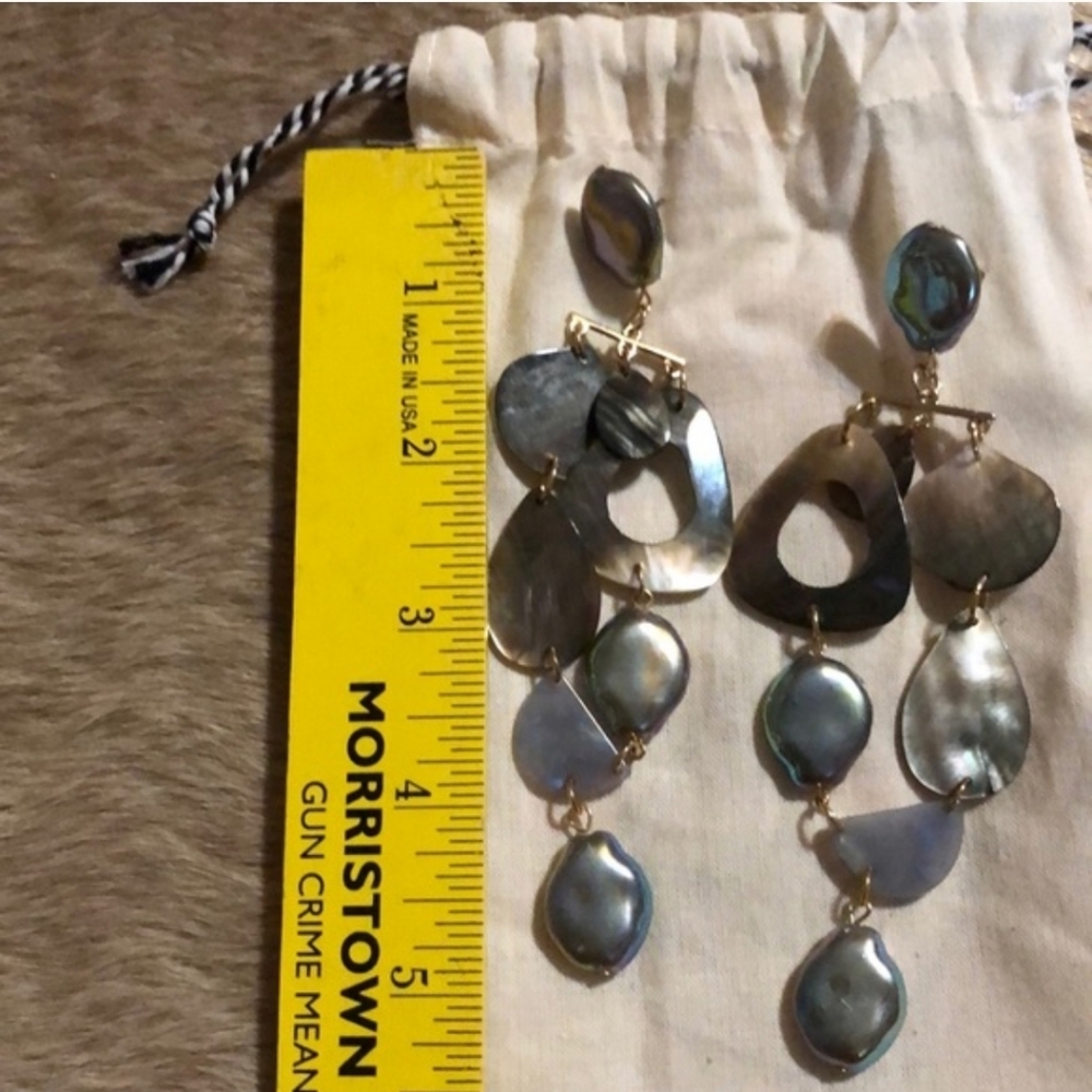 Rare NWT Free People Abalone Drop Dangle Earrings - Picture 3 of 7